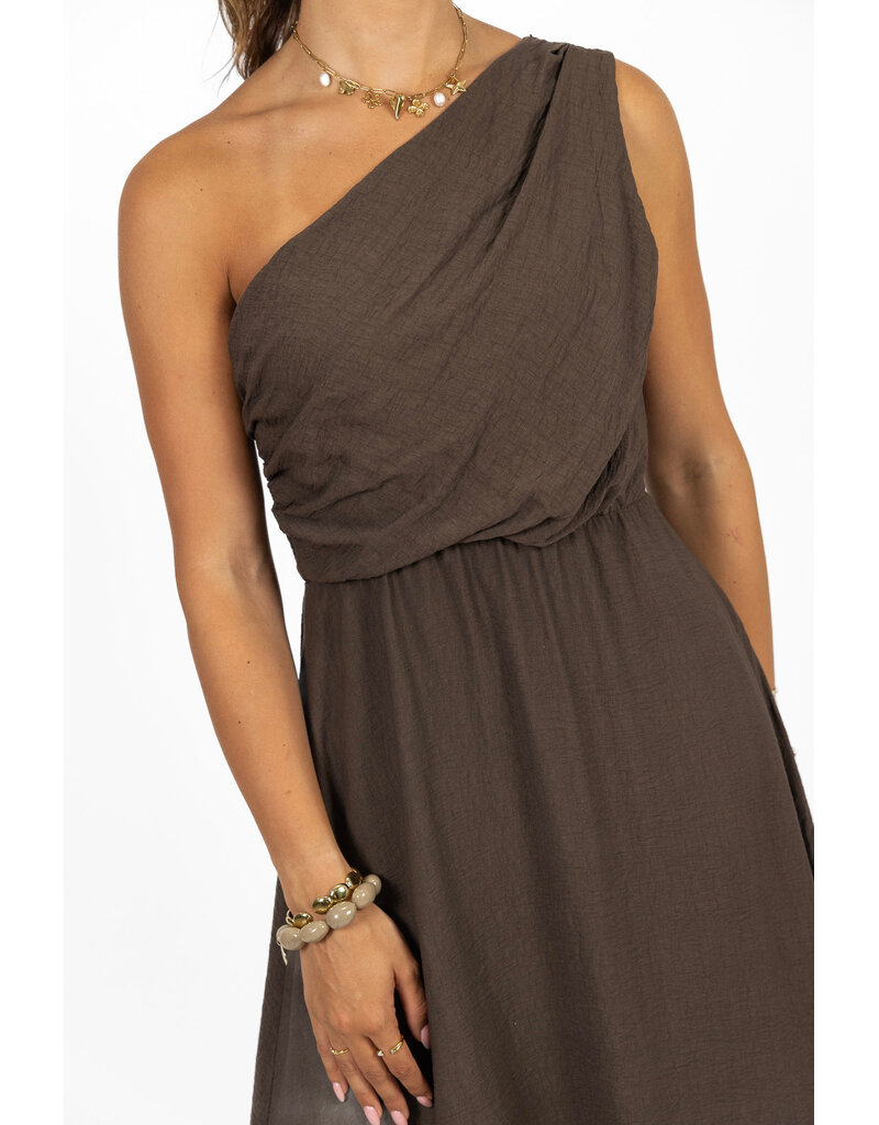 21Jewelz One shoulder jurk - bruin