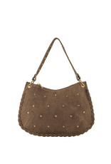 21Jewelz Handtas met gevlochten details & studs - suede taupe