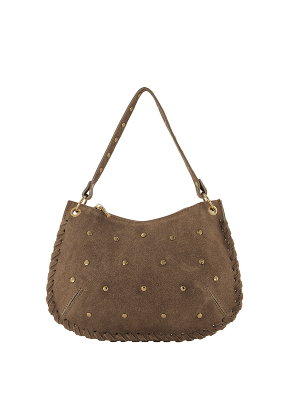 21Jewelz Handtas met gevlochten details & studs - suede taupe