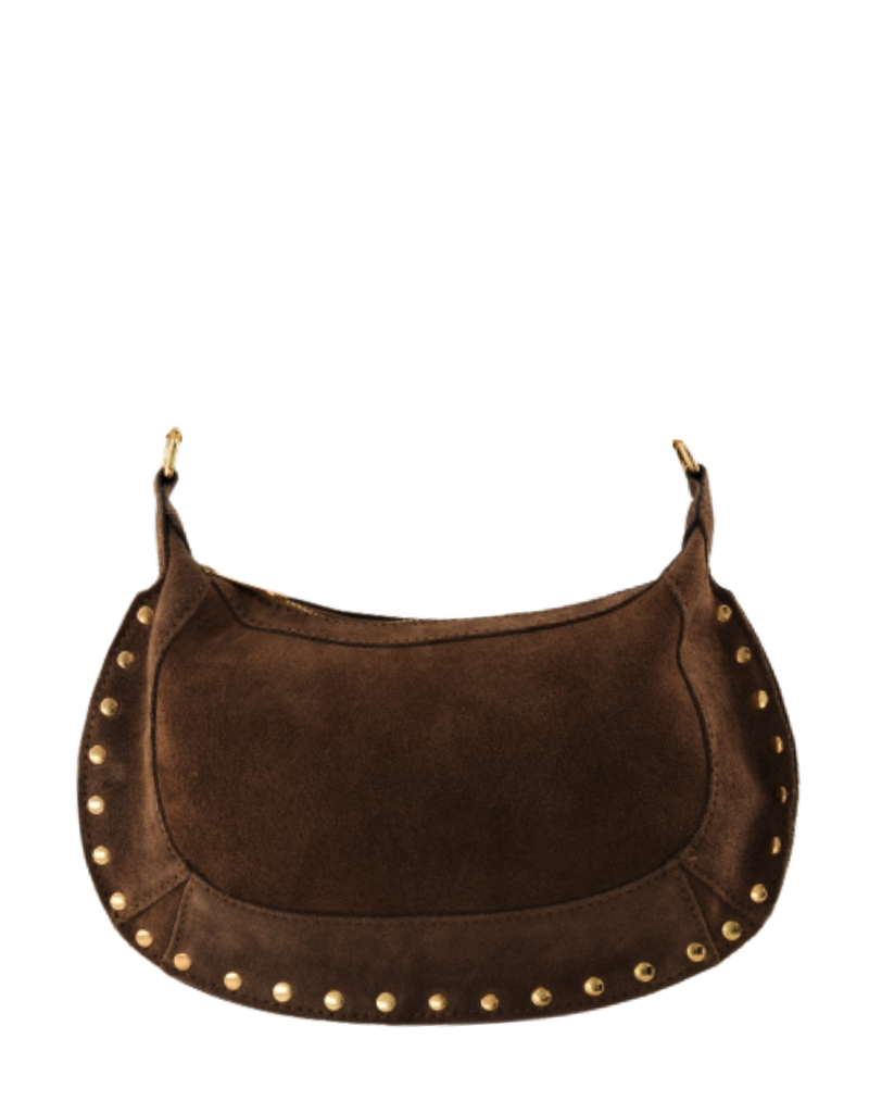 21Jewelz Middelgrote tas met gouden studs - suede bruin