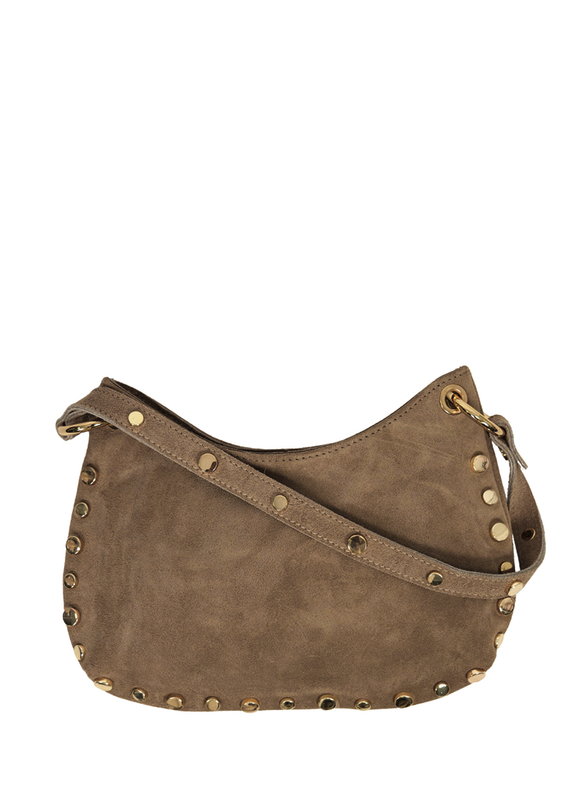 21Jewelz Schoudertas met gouden studs - suede taupe