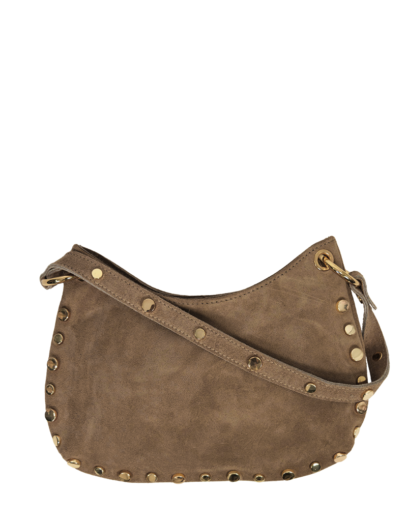 21Jewelz Schoudertas met gouden studs - suede taupe