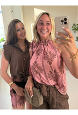 21Jewelz Mouwloze top met strik & palmboomprint - roze