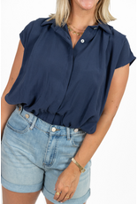 21Jewelz Geplooide mouwloze zomer blouse - donkerblauw