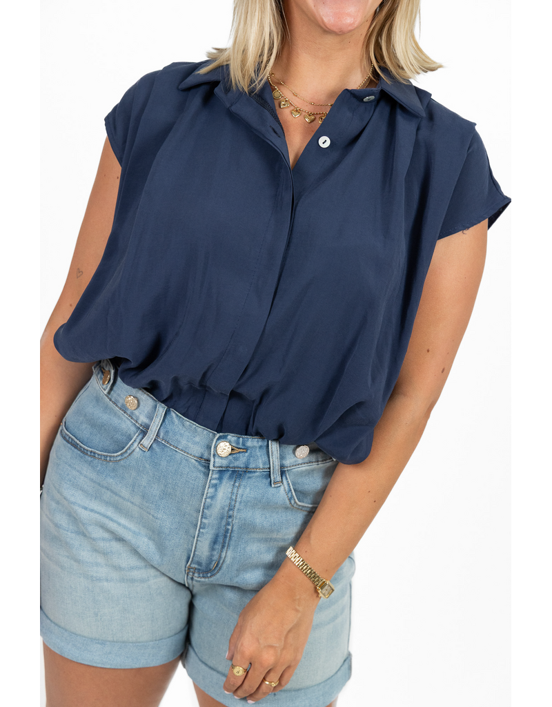 21Jewelz Geplooide mouwloze zomer blouse - donkerblauw