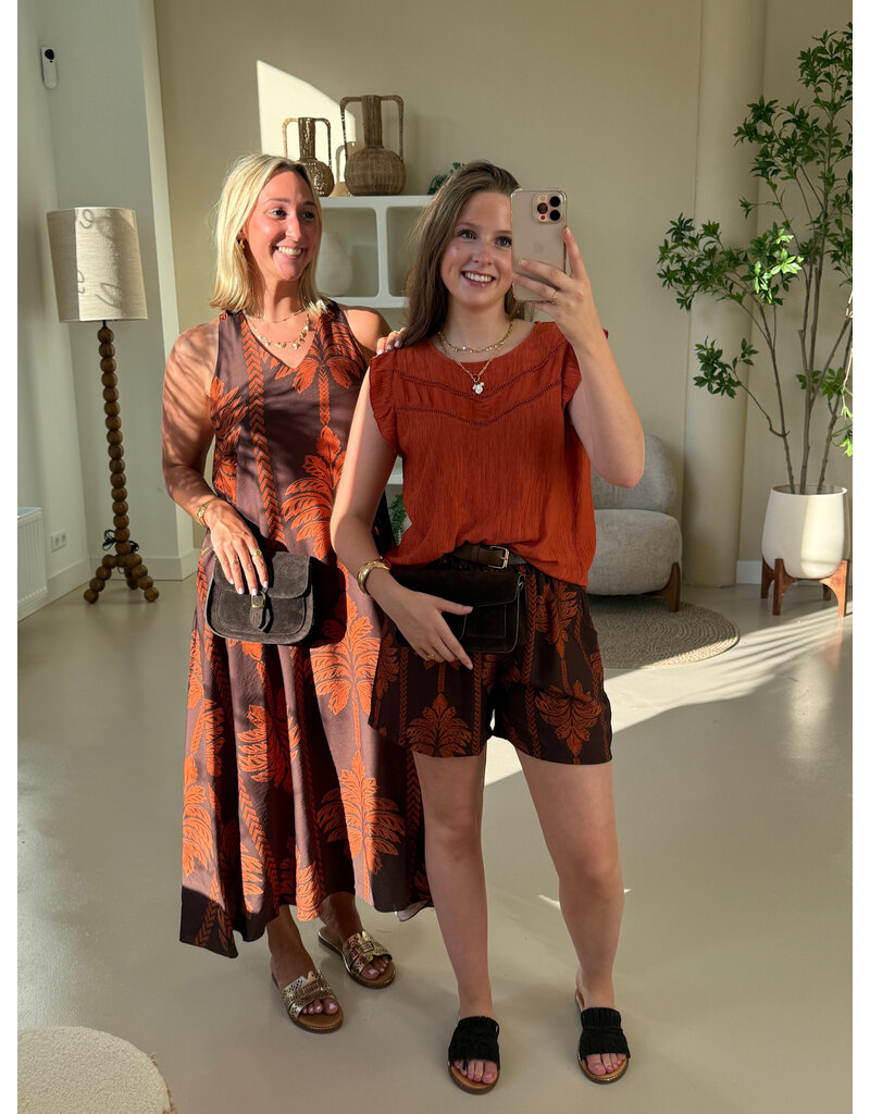21Jewelz Short met riem & palmboomprint - bruin