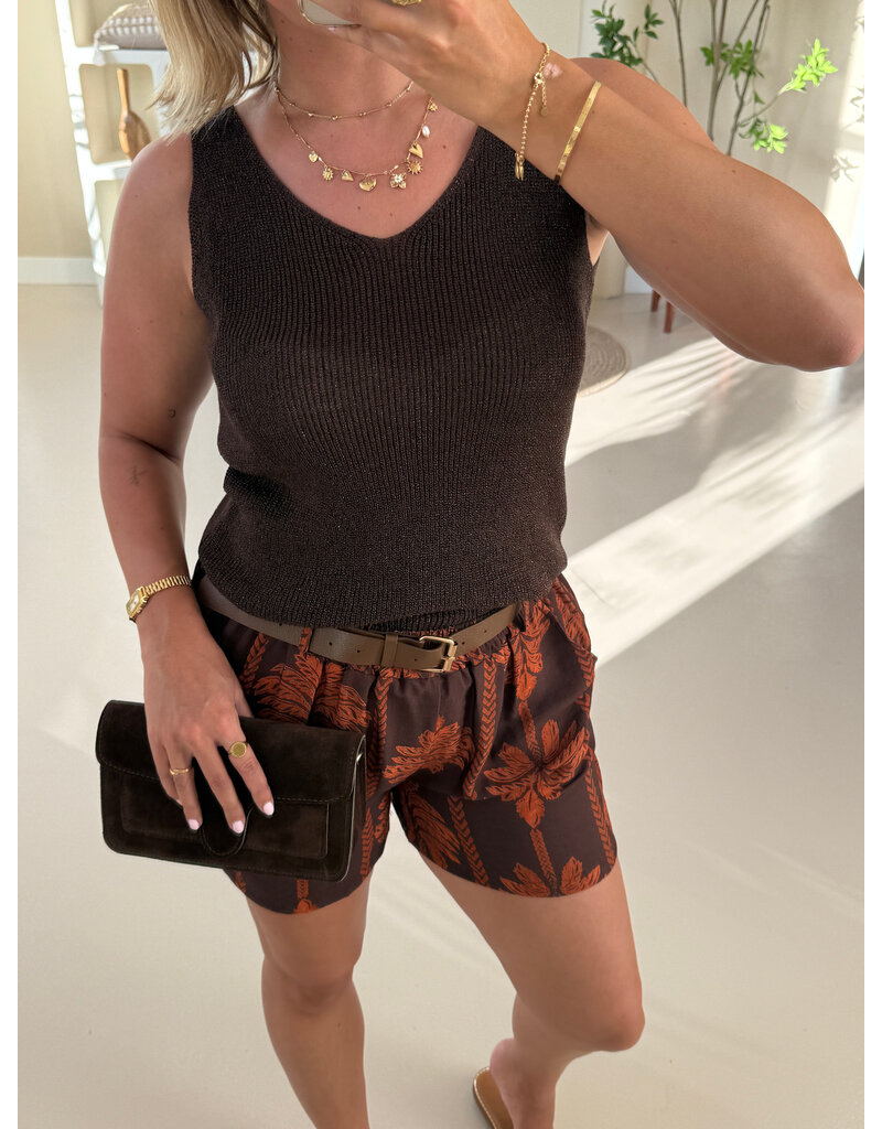 21Jewelz Short met riem & palmboomprint - bruin