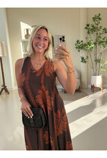 21Jewelz Lange mouwloze jurk met palmboomprint - bruin