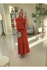 21Jewelz Top met embroidery detail & ruffle mouwtjes - roest