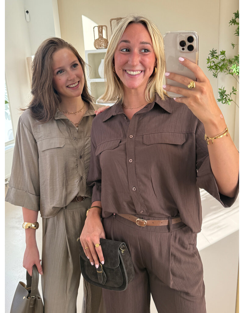 21Jewelz Blouse met omgeslagen mouwtjes - taupe