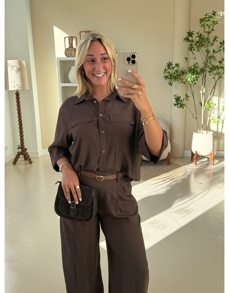 21Jewelz Blouse met omgeslagen mouwtjes - bruin