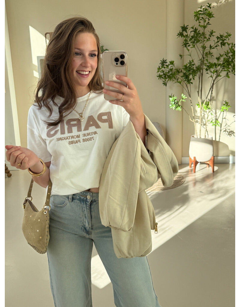 21Jewelz T-shirt Paris - wit /bruin