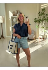 21Jewelz Geplooide mouwloze zomer blouse - donkerblauw