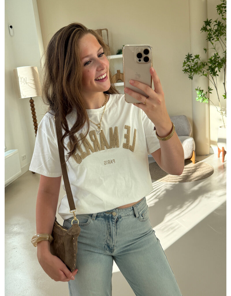 21Jewelz T-shirt Le Marais - wit/taupe