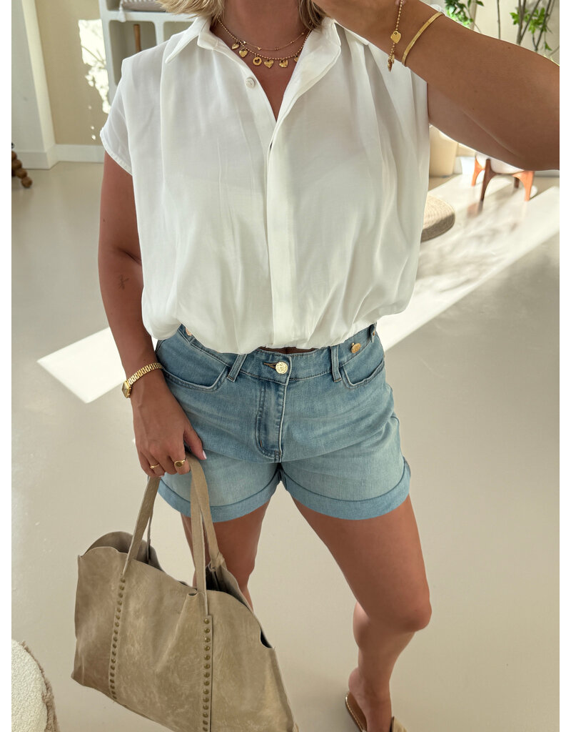 21Jewelz Geplooide mouwloze zomer blouse - wit