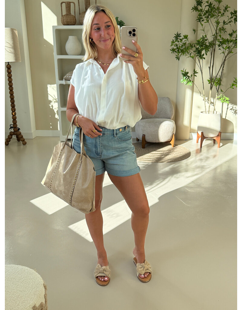 21Jewelz Geplooide mouwloze zomer blouse - wit