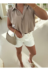 21Jewelz Geplooide mouwloze zomer blouse - donkerbeige