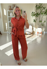 21Jewelz Luchtige zomer pantalon met koordje - roest