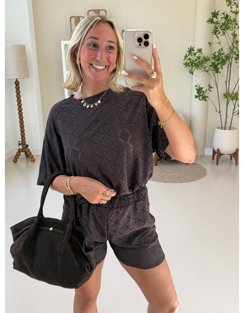 21Jewelz Co ord set met patroon - donkerbruin