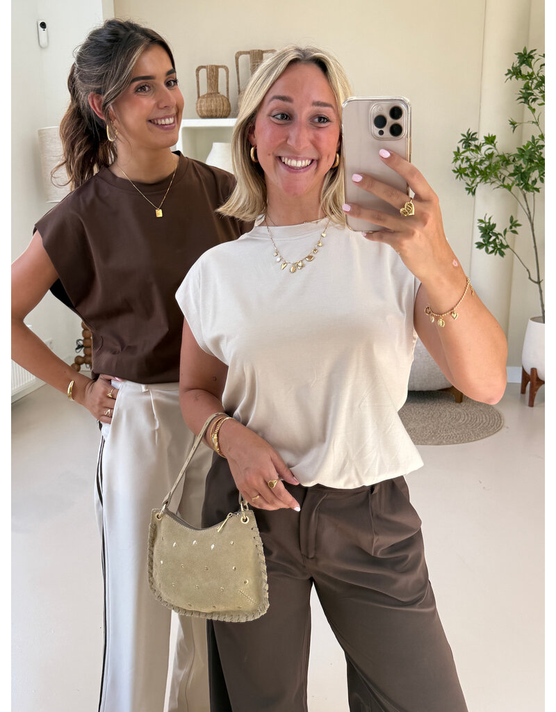 21Jewelz Mouwloze top met elastiek - beige
