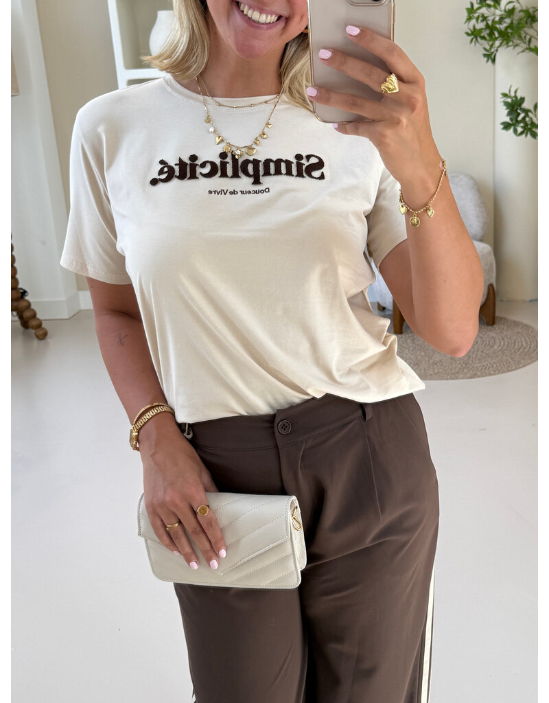 21Jewelz T-shirt "Simplicité" - beige/bruin