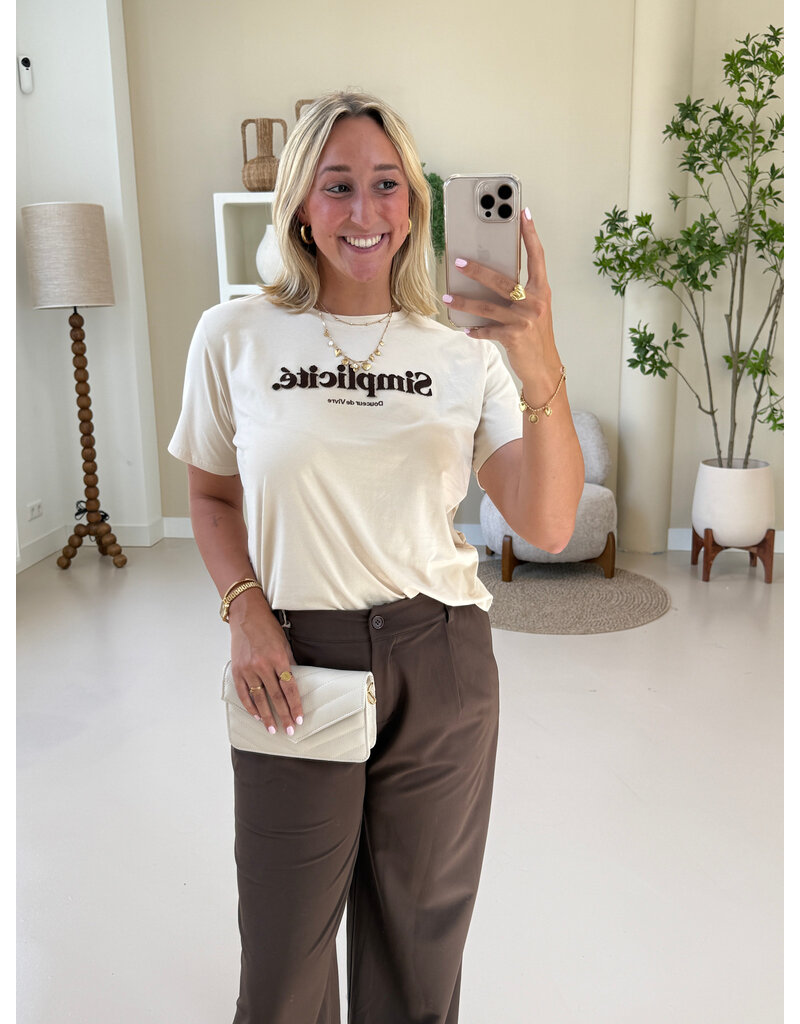 21Jewelz T-shirt "Simplicité" - beige/bruin