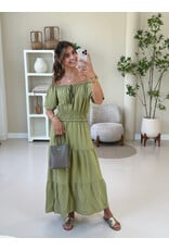 21Jewelz Lange jurk met pofmouw en ruches - groen