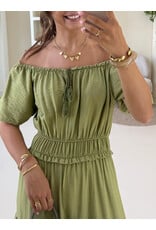21Jewelz Lange jurk met pofmouw en ruches - groen