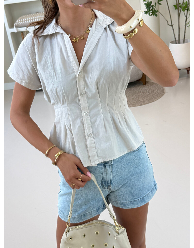 21Jewelz Effen getailleerde blouse - beige