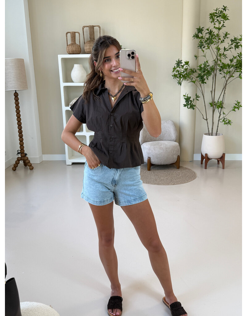 21Jewelz Effen getailleerde blouse - bruin