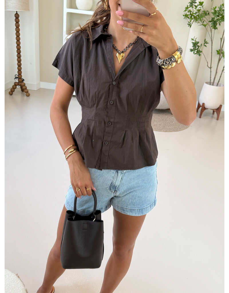 21Jewelz Effen getailleerde blouse - bruin