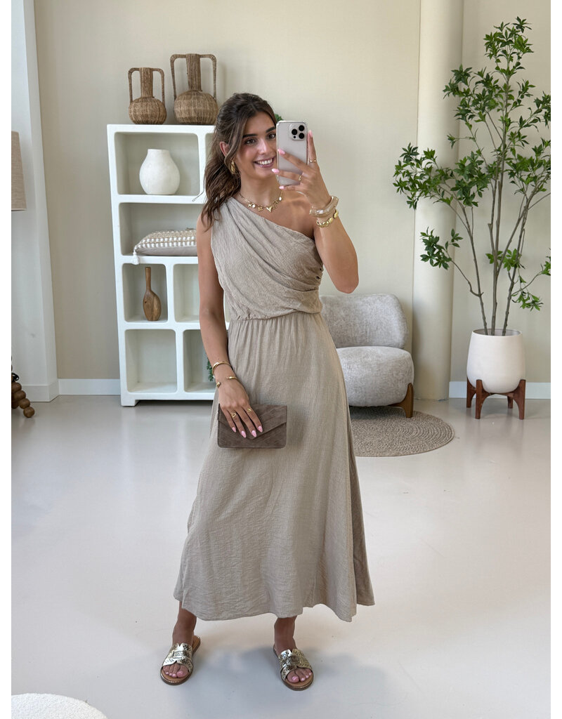 21Jewelz One shoulder jurk - beige