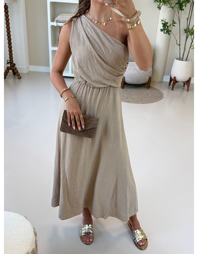 21Jewelz One shoulder jurk - beige