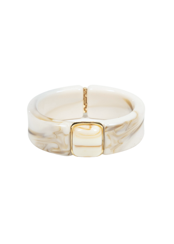21Jewelz Statement bangle met vierkant - marmer ecru
