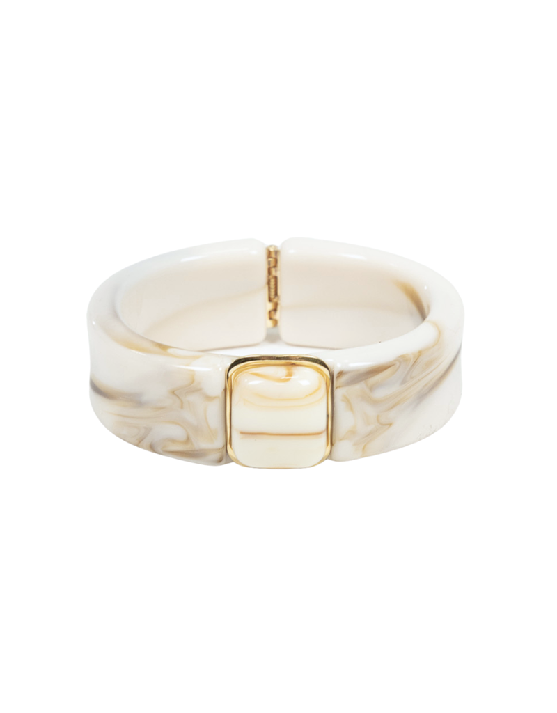 21Jewelz Statement bangle met vierkant - marmer ecru