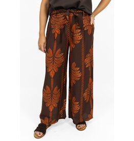 21Jewelz Pantalon met strik & palmboomprint - bruin