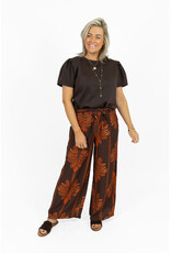 21Jewelz Pantalon met strik & palmboomprint - bruin