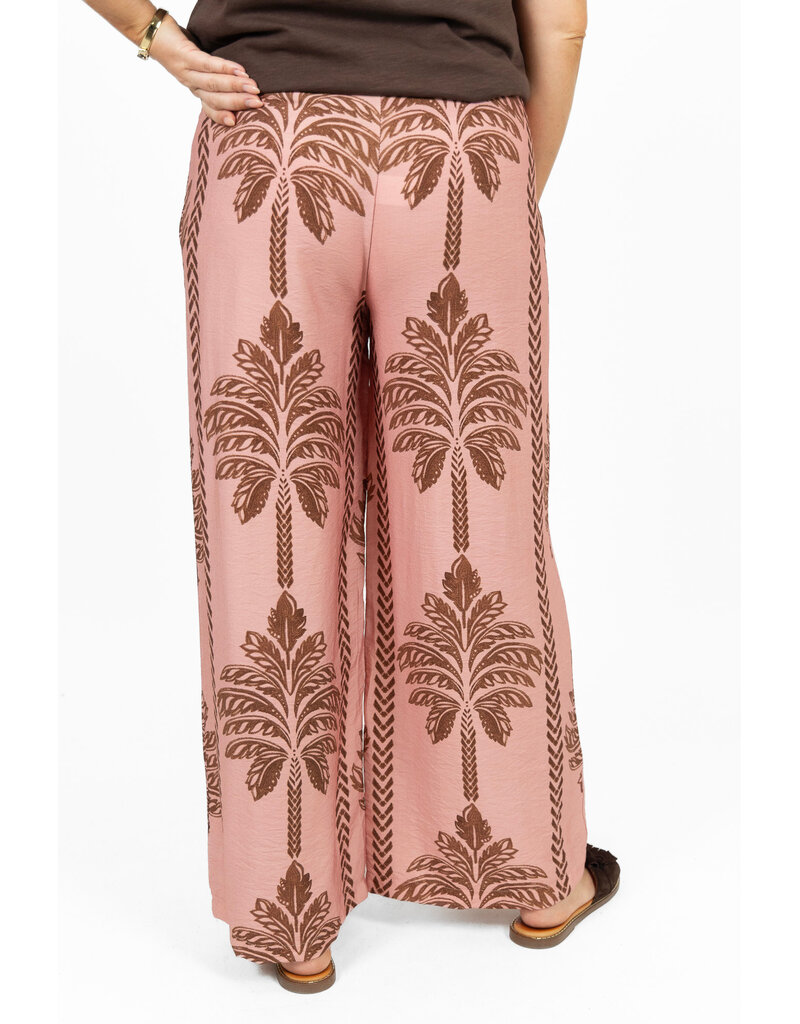 21Jewelz Pantalon met strik & palmboomprint - roze