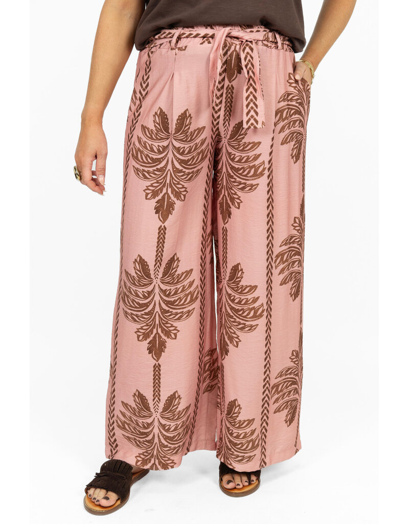 21Jewelz Pantalon met strik & palmboomprint - roze