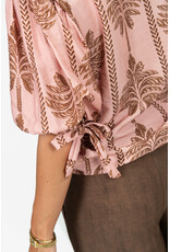 21Jewelz Losvallende top met v-hals en palmboomprint - roze
