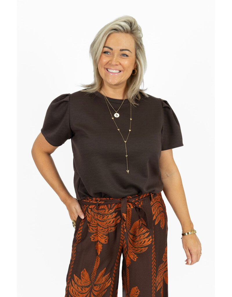 21Jewelz Sweatshirt met pofmouw - donkerbruin