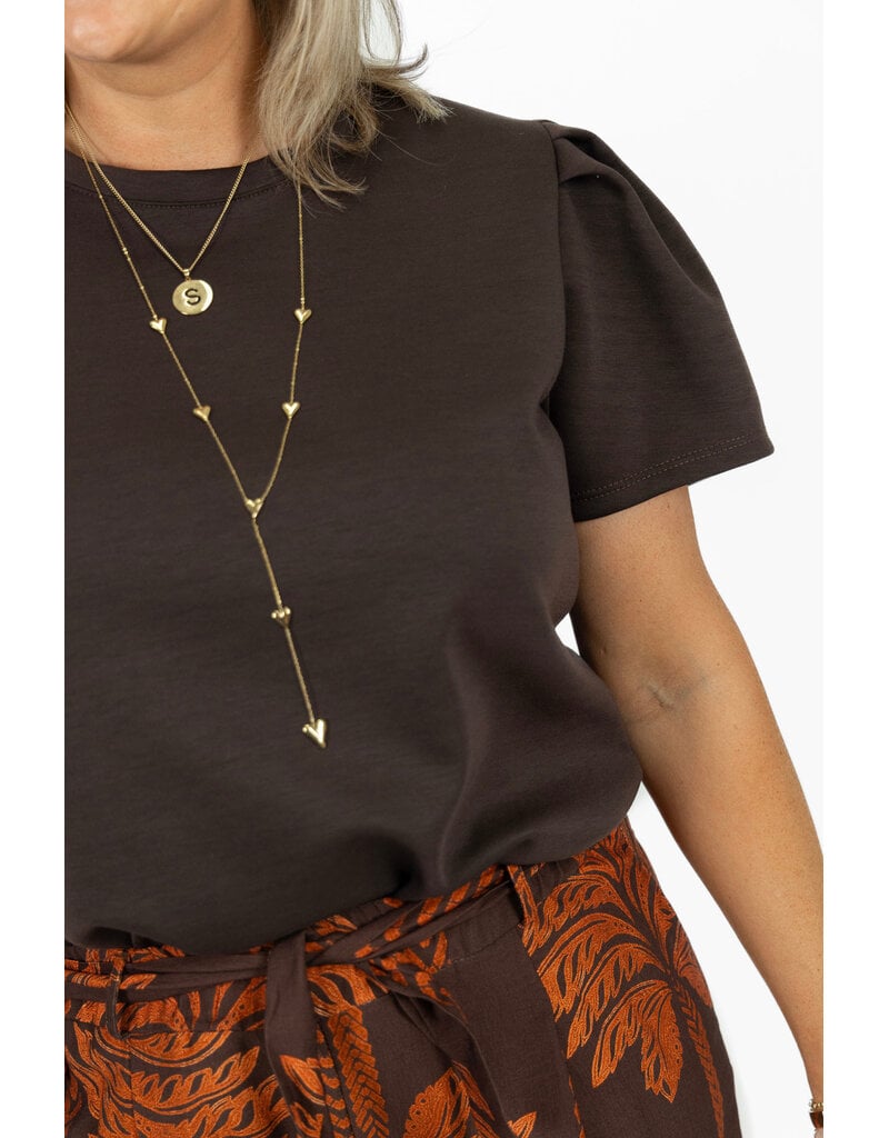 21Jewelz Sweatshirt met pofmouw - donkerbruin