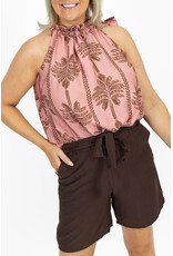 21Jewelz Mouwloze top met strik & palmboomprint - roze