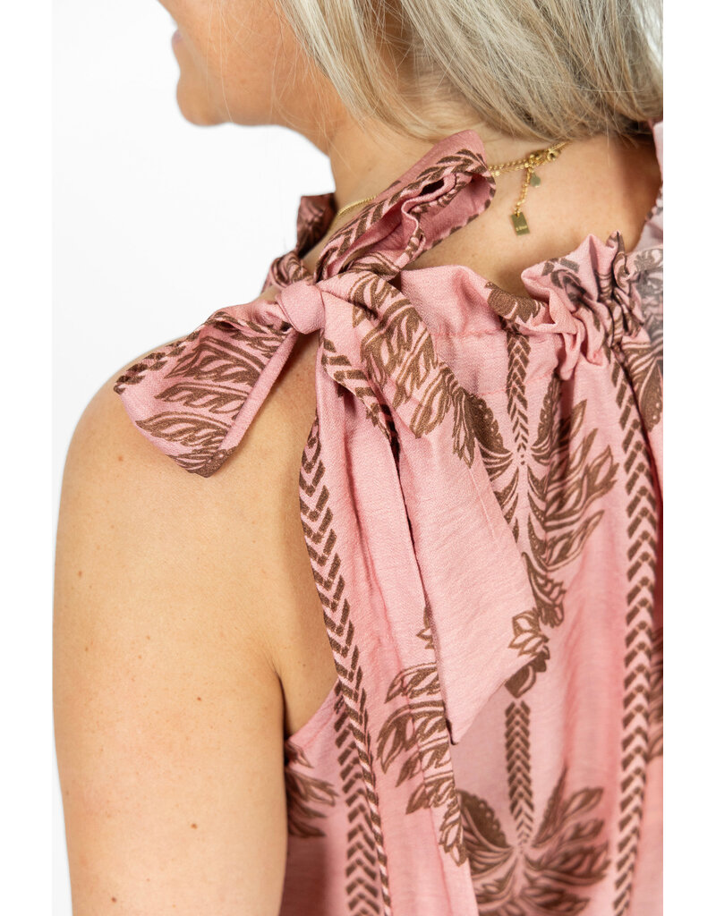 21Jewelz Mouwloze top met strik & palmboomprint - roze
