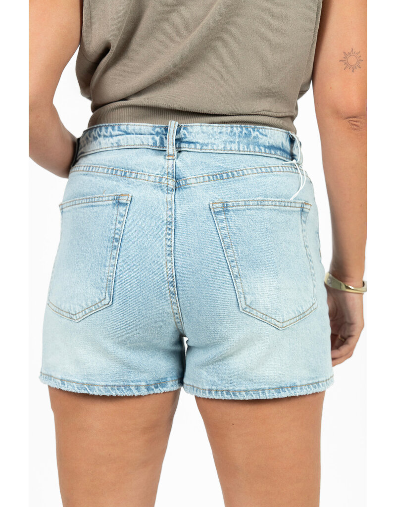 21Jewelz Jeans short met omgeslagen tailleband - blauw