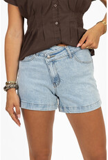 21Jewelz Denim short met schuine knoop - blauw