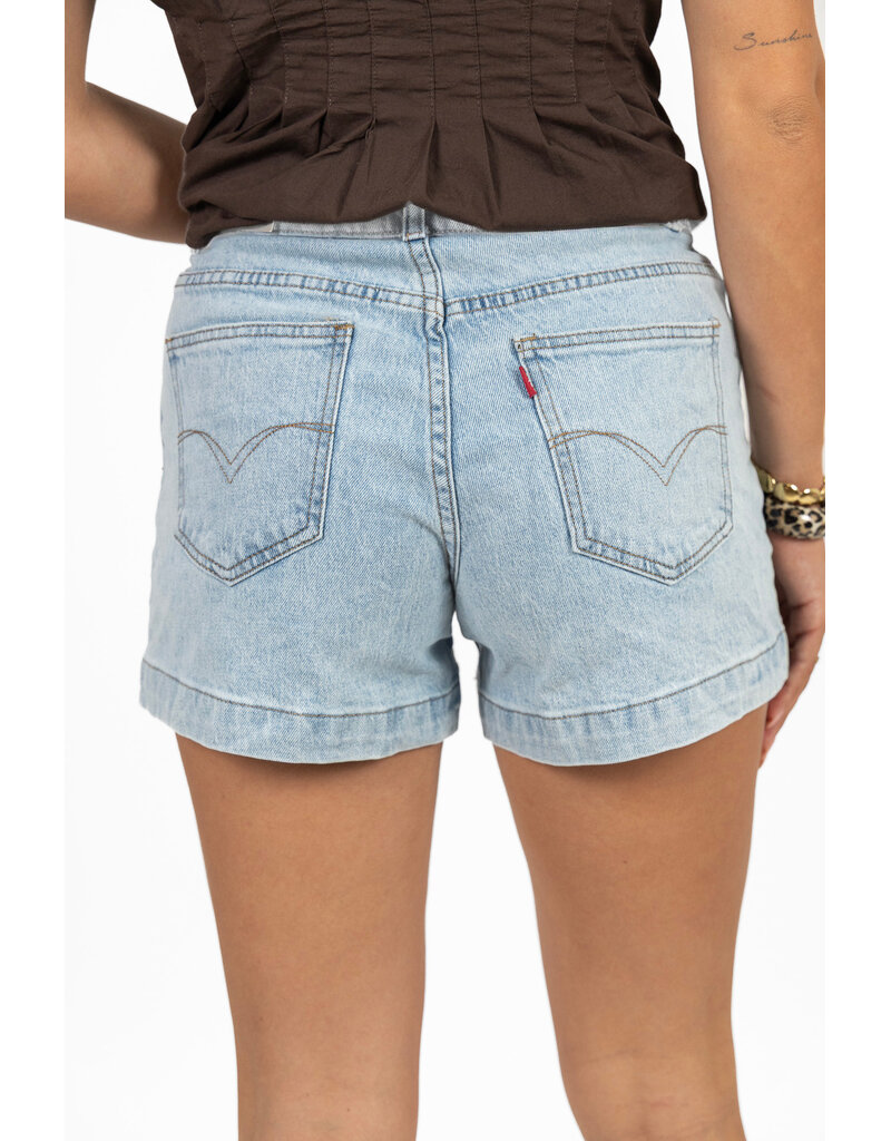 21Jewelz Denim short met schuine knoop - blauw