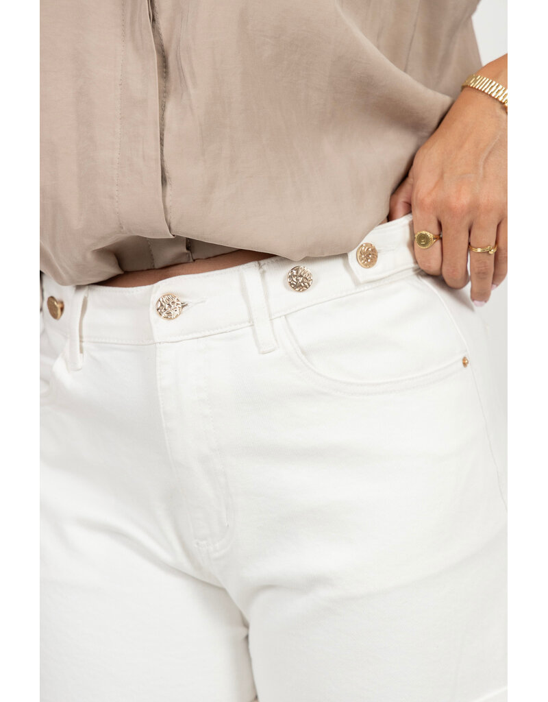 21Jewelz Jeans short met gouden knopen - ecru