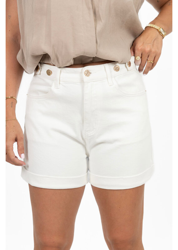 21Jewelz Jeans short met gouden knopen - ecru
