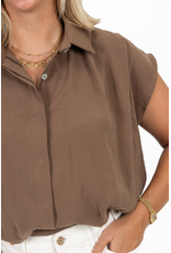 21Jewelz Geplooide mouwloze zomer blouse - bruin